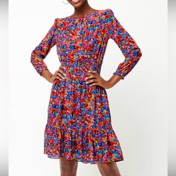 New! J Crew Cinched Waist Dress in Watercolor Floral Print Size Small - Picture 1 of 10